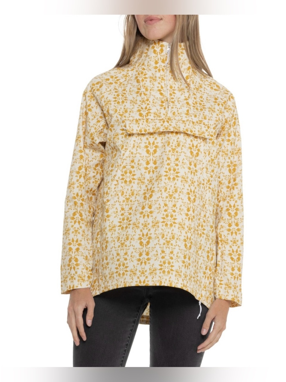 NWT $150 Kari Traa Ruth Anorak Jacket 1/4 Zip Neck Front Pocket Floral Sz Large